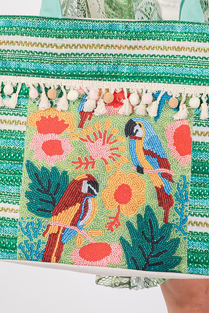 BOHO PRINT FRINGE TOTE BAG