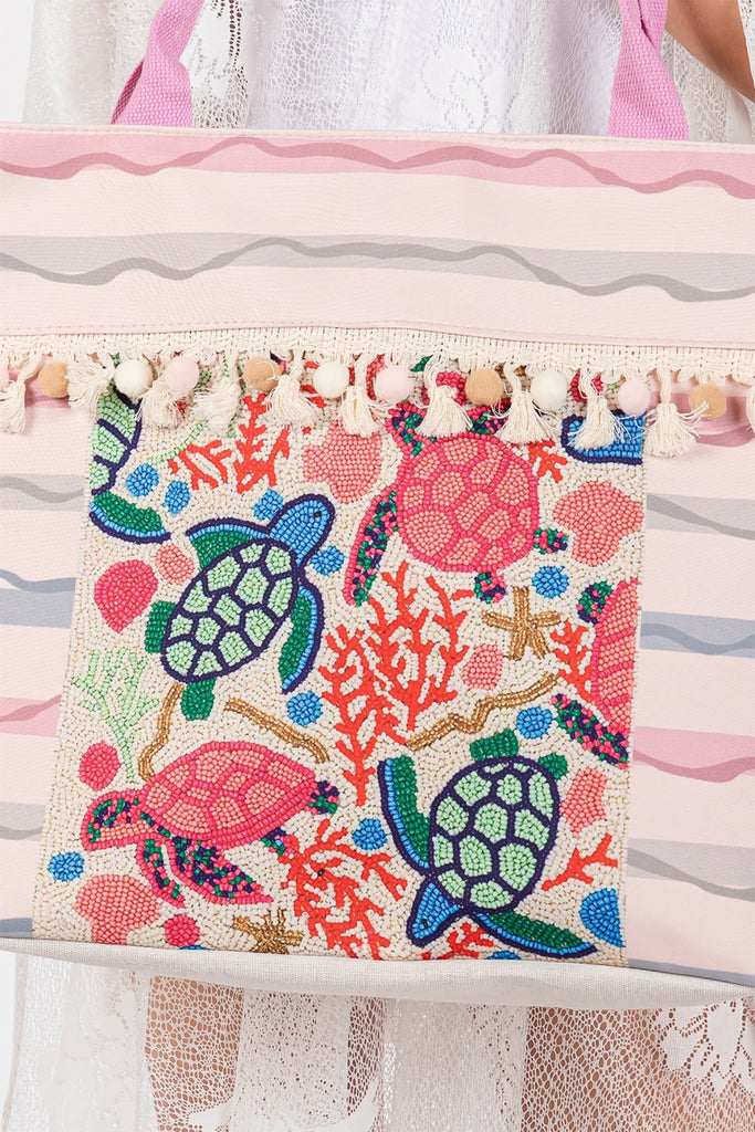 BOHO PRINT FRINGE TOTE BAG