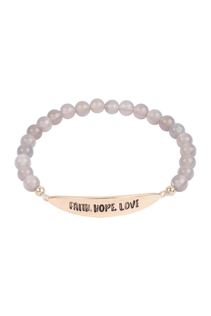 FAITH,HOPE,LOVE NATURAL STONE STRETCH BRACELET
