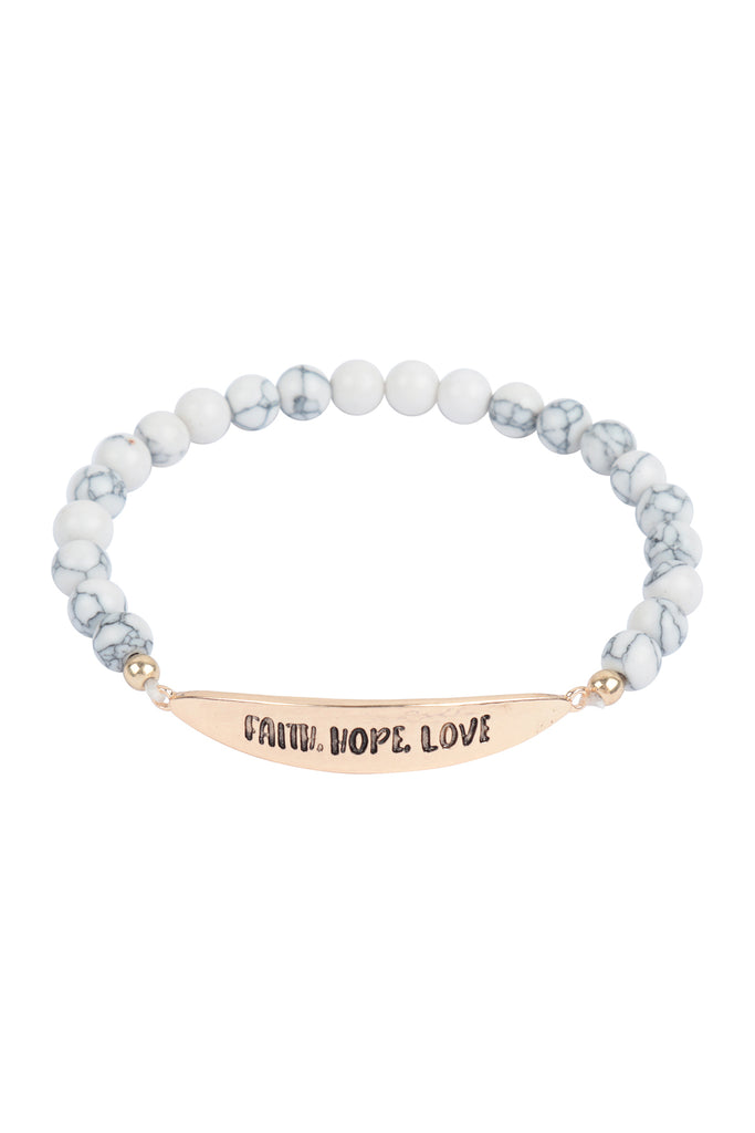 FAITH,HOPE,LOVE NATURAL STONE STRETCH BRACELET