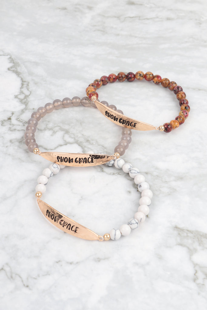 SHOW GRACE NATURAL STONE STRETCH BRACELET