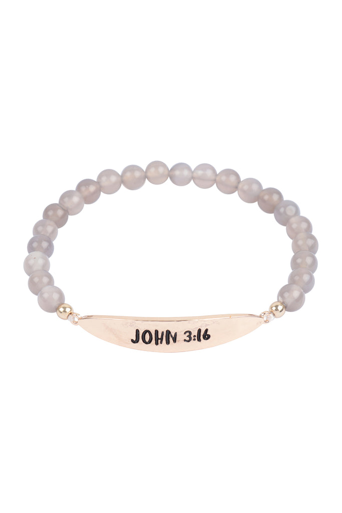 JOHN 3:16 NATURAL STONE STRETCH BRACELET