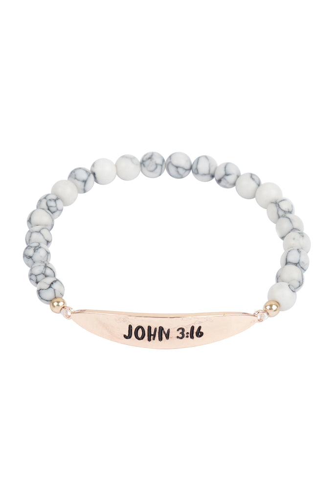 JOHN 3:16 NATURAL STONE STRETCH BRACELET