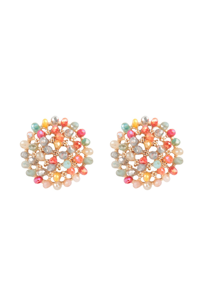 BALL RHINESTONE CLUSTER POST EARRINGS