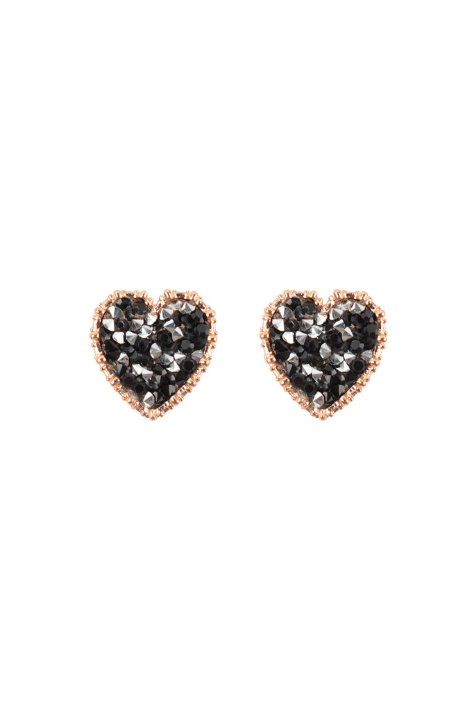 HEART PAVE GLITTERS POST EARRINGS