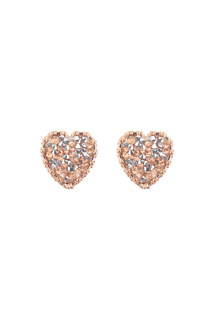 HEART PAVE GLITTERS POST EARRINGS