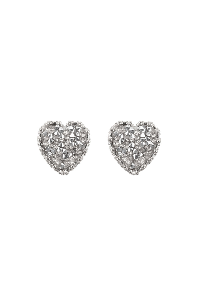 HEART PAVE GLITTERS POST EARRINGS