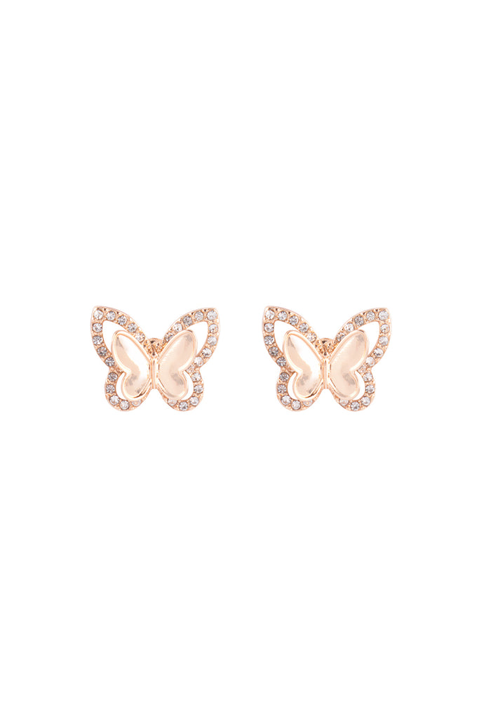 3D BUTTERFLY PAVE RHINESTONE EARRINGS