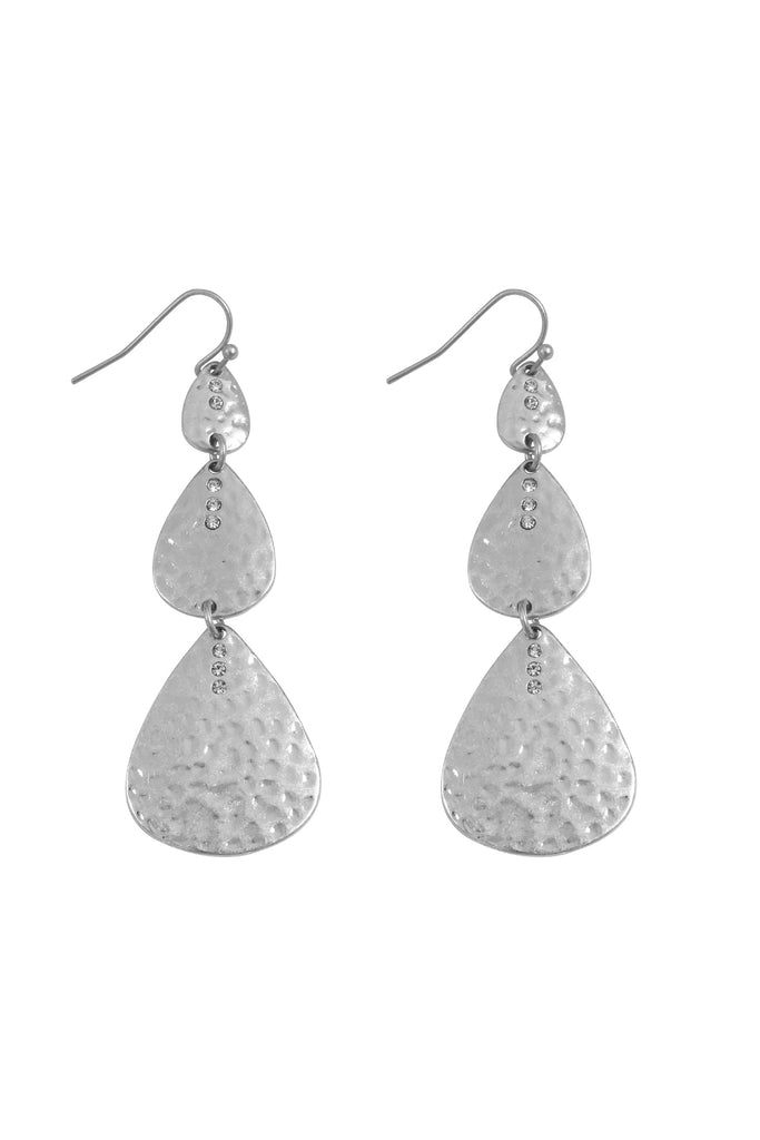 LINK TEARDROP HAMMERED CAST EARRINGS