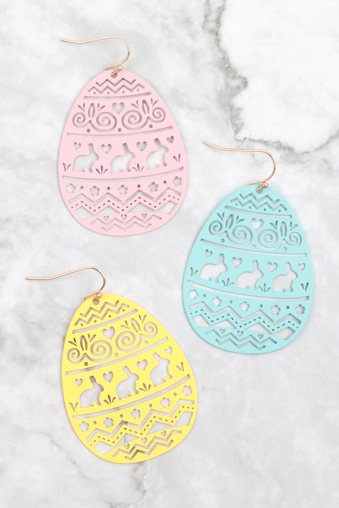 EASTER EGG FILIGREE COLORED LASER CUT EARRINGS