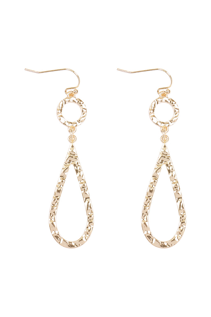 TEXTURED CIRCLE TEARDROP EARRINGS
