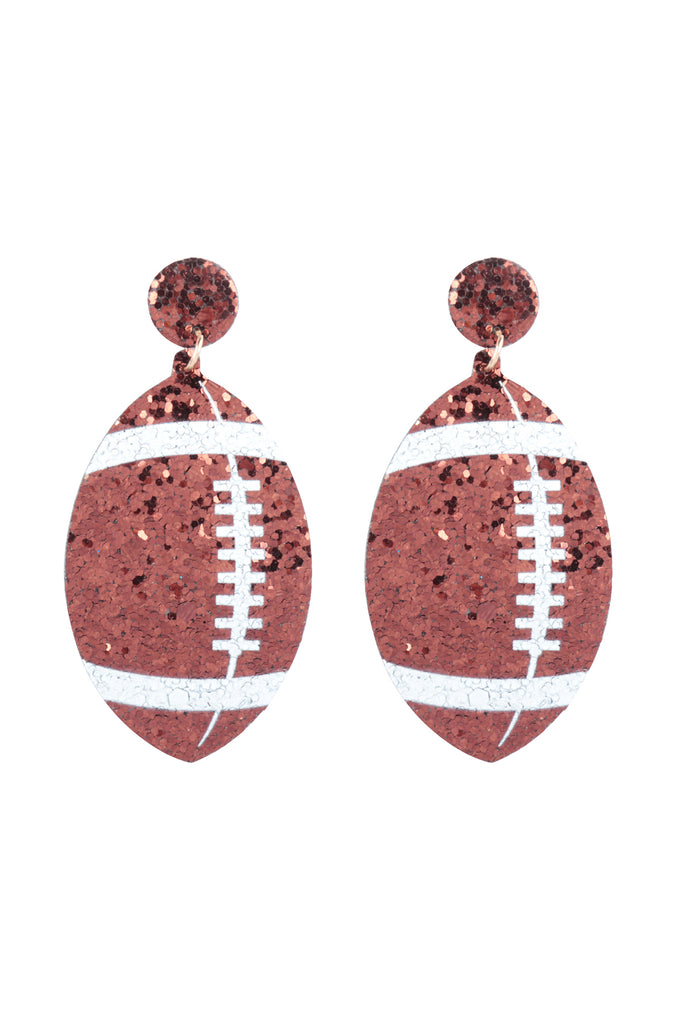 SPORTS GAMEDAY LEATHER GLITTER DROP EARRINGS