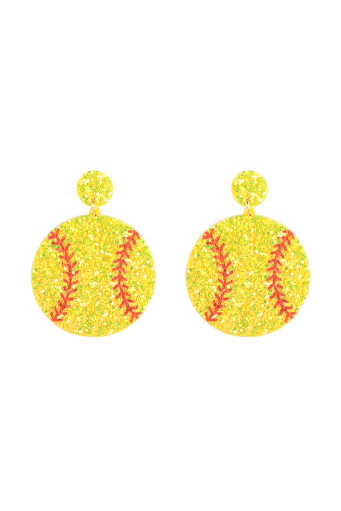 SPORTS GAMEDAY LEATHER GLITTER DROP EARRINGS
