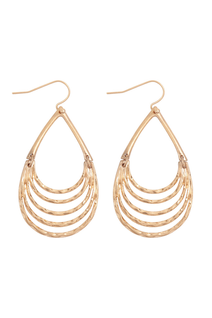 TEARDROP HALF LAYERED CASTING DROP EARRINGS
