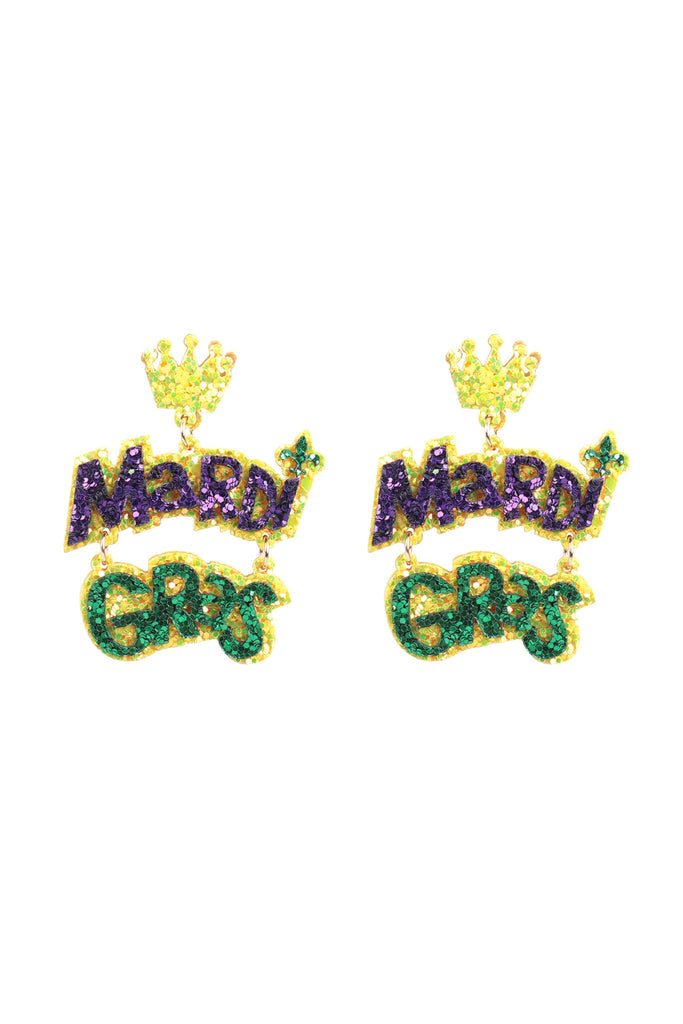 MARDI GRAS GLITTER EARRINGS
