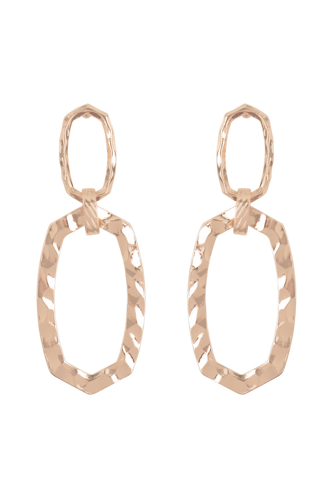 ORGANIC TEXTURE HEXAGON TWO DROP EARRINGS