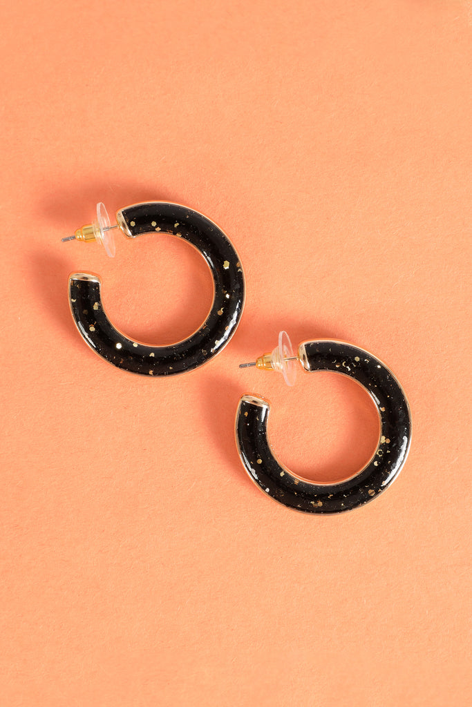 GLITTER EPOXY HOOP POST EARRINGS