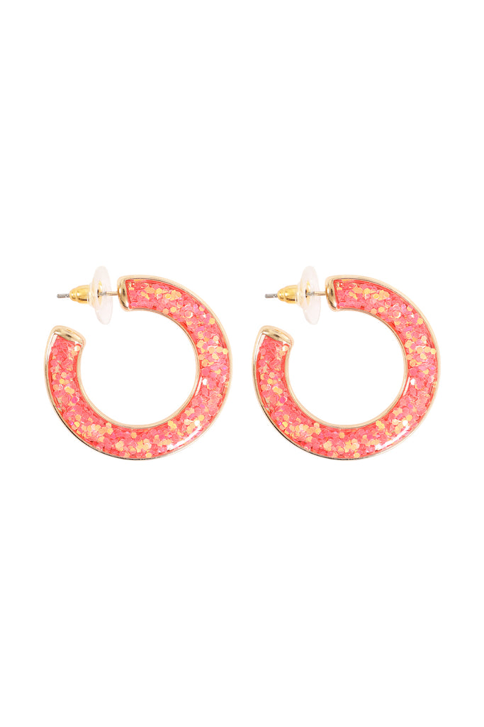 GLITTER EPOXY HOOP POST EARRINGS