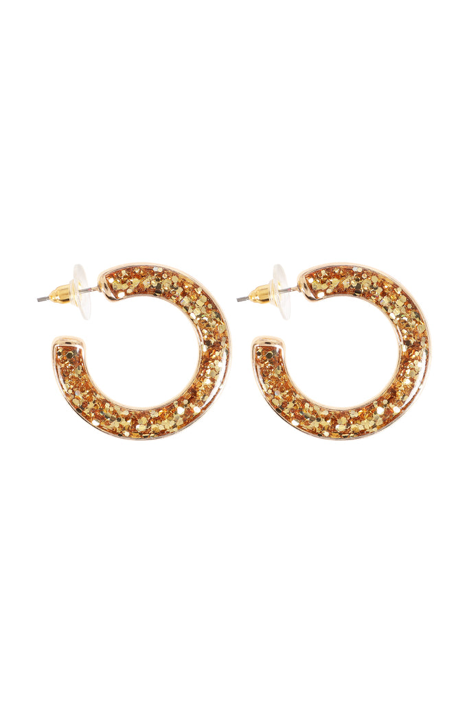 GLITTER EPOXY HOOP POST EARRINGS