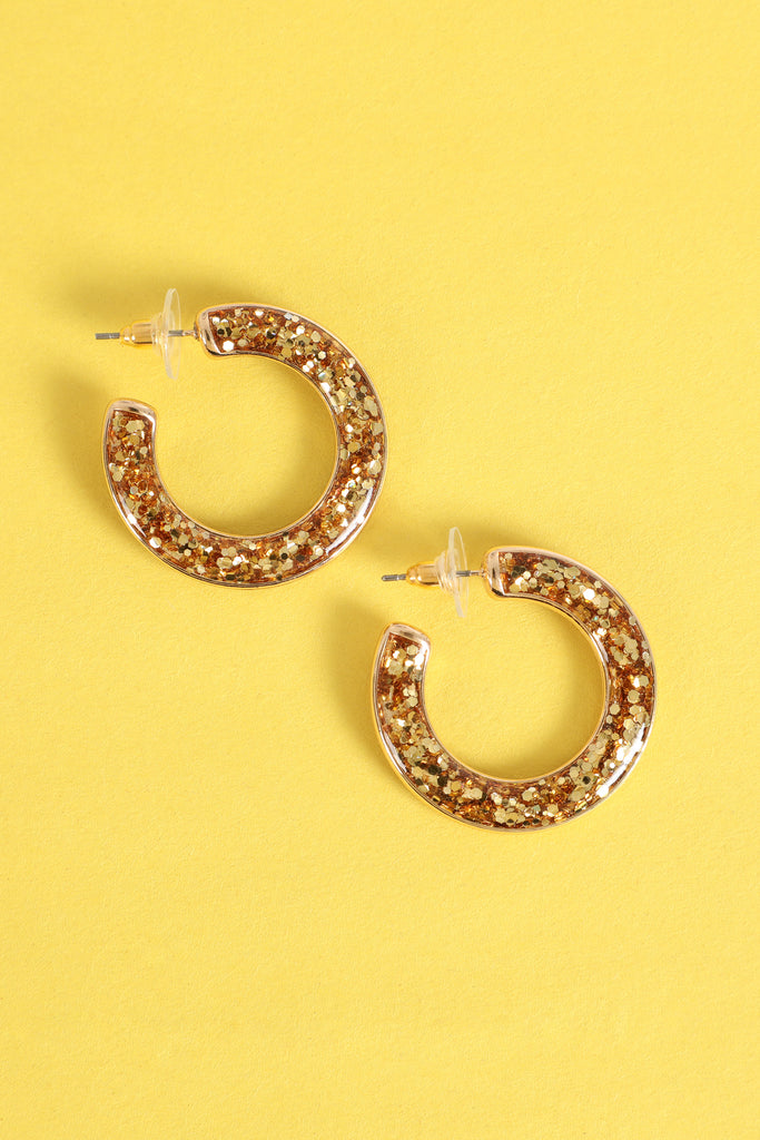 GLITTER EPOXY HOOP POST EARRINGS