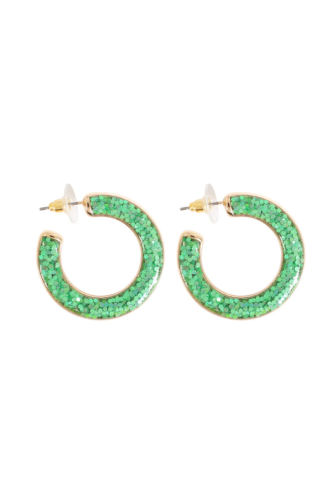 GLITTER EPOXY HOOP POST EARRINGS