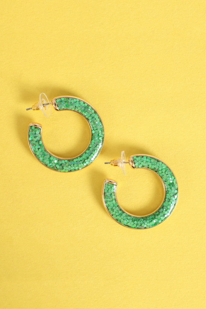 GLITTER EPOXY HOOP POST EARRINGS