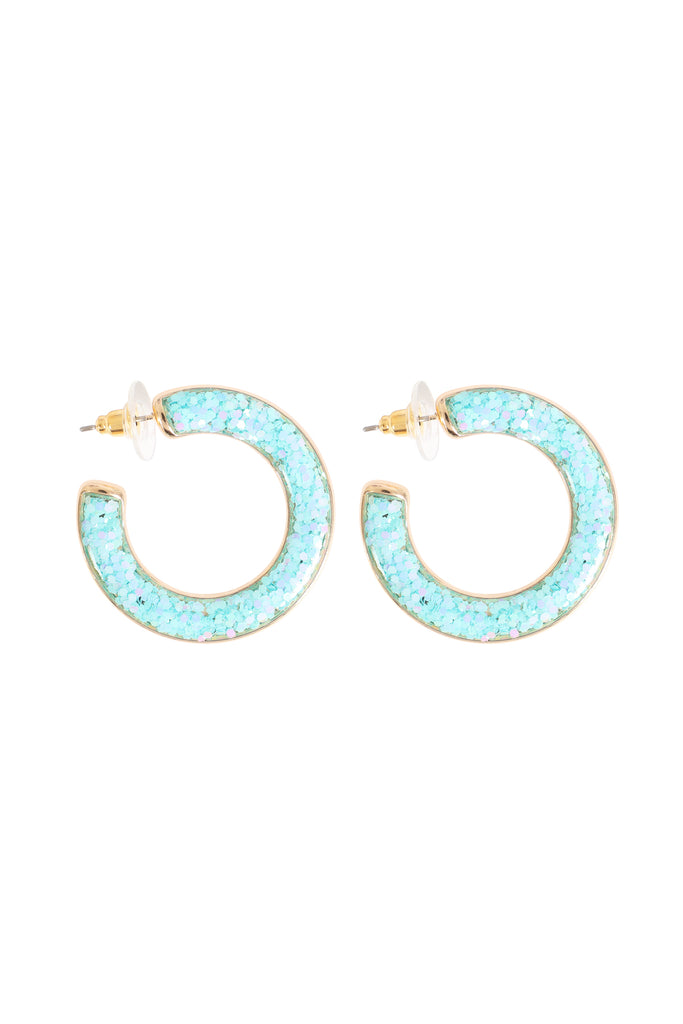 GLITTER EPOXY HOOP POST EARRINGS
