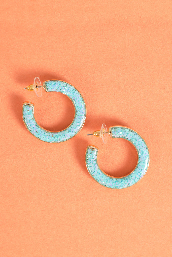 GLITTER EPOXY HOOP POST EARRINGS