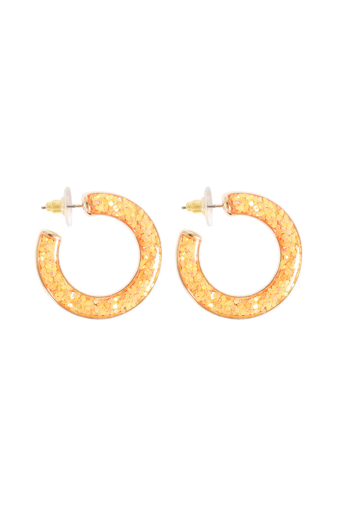 GLITTER EPOXY HOOP POST EARRINGS