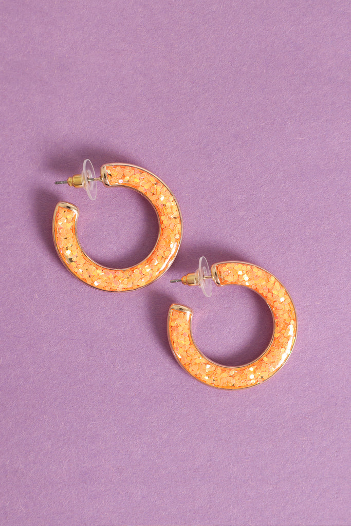 GLITTER EPOXY HOOP POST EARRINGS