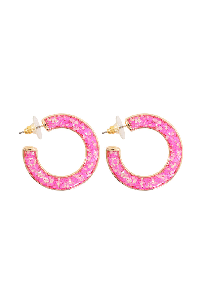 GLITTER EPOXY HOOP POST EARRINGS