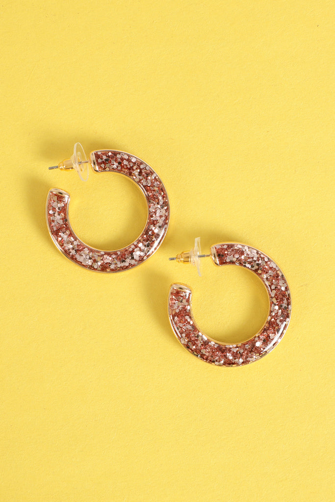GLITTER EPOXY HOOP POST EARRINGS