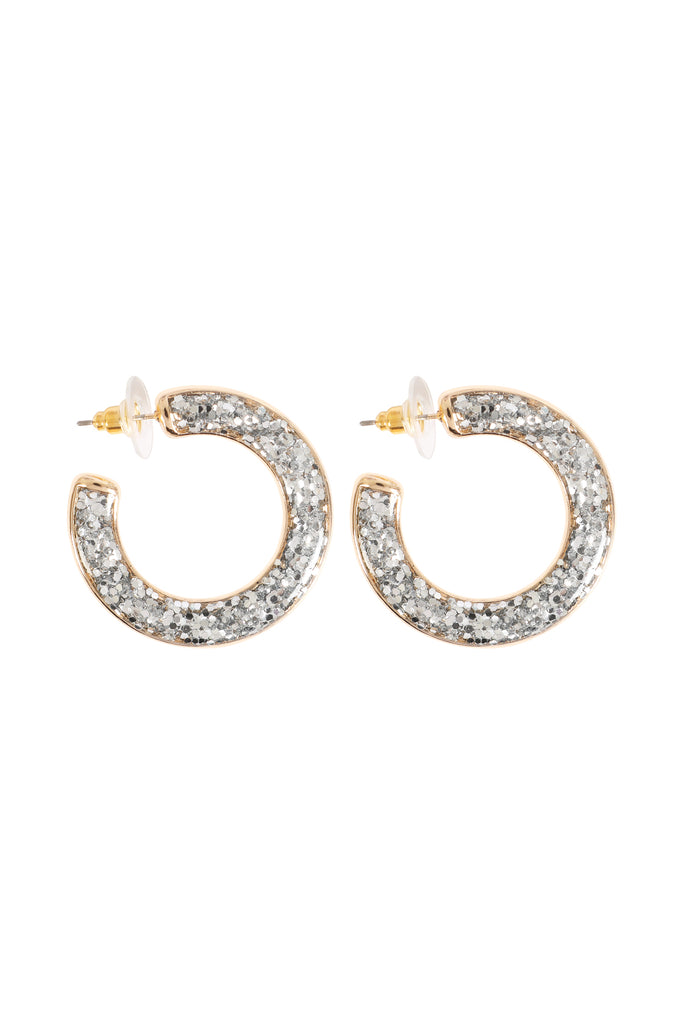 GLITTER EPOXY HOOP POST EARRINGS