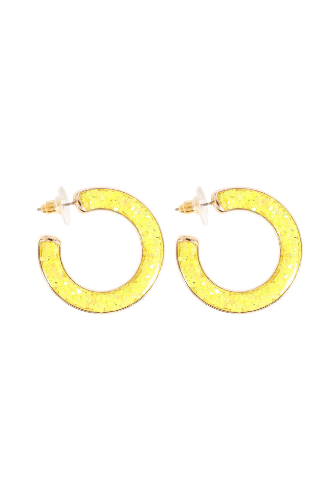 GLITTER EPOXY HOOP POST EARRINGS