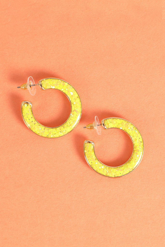 GLITTER EPOXY HOOP POST EARRINGS