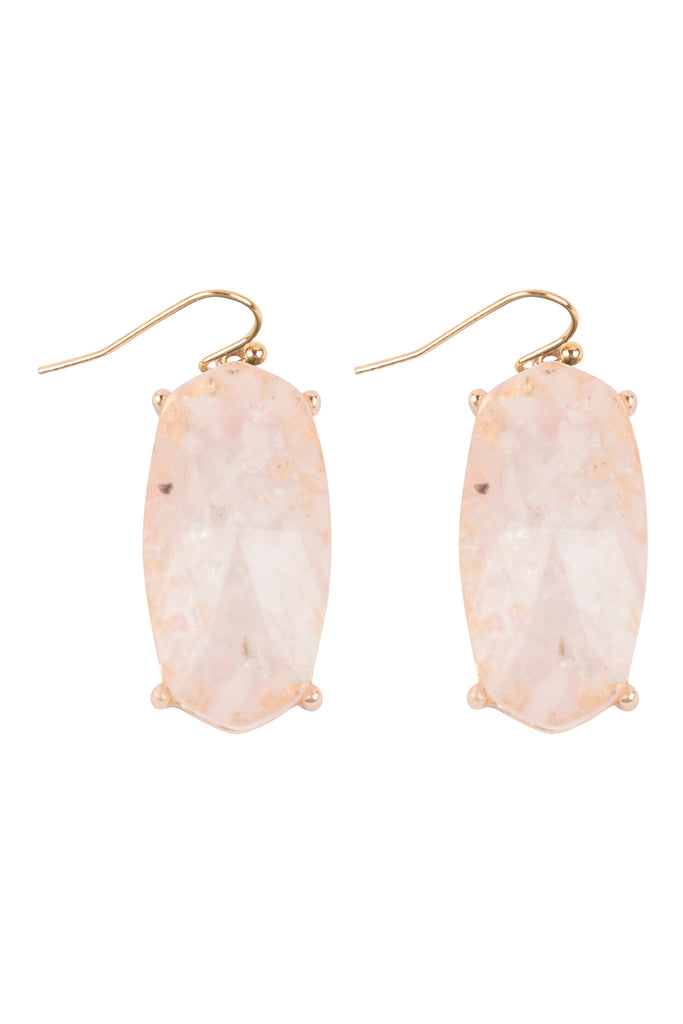 HEXAGON SEMI STONE EPOXY FISH HOOK EARRINGS