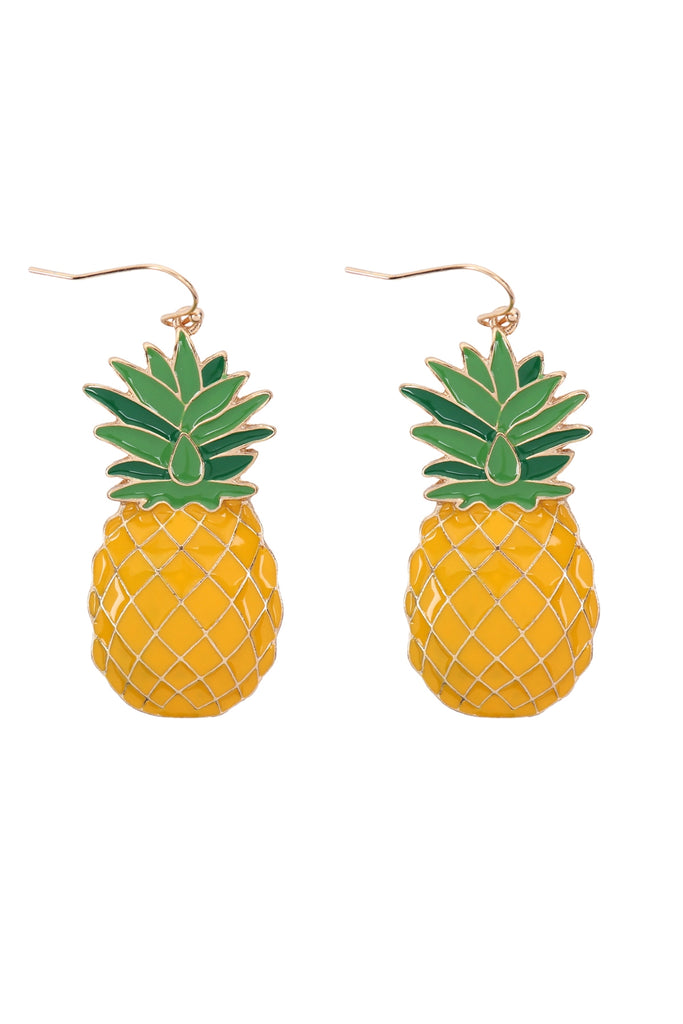 PINEAPPLE ENAMEL HOOK EARRINGS