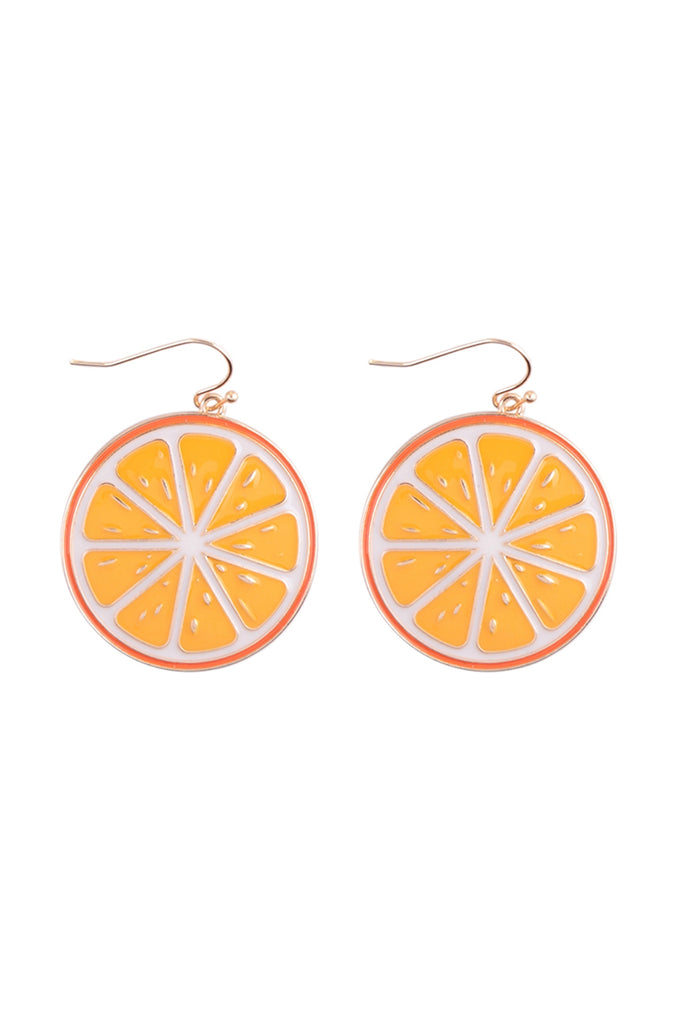 ORANGE ENAMEL TROPICAL FRUITS EARRINGS