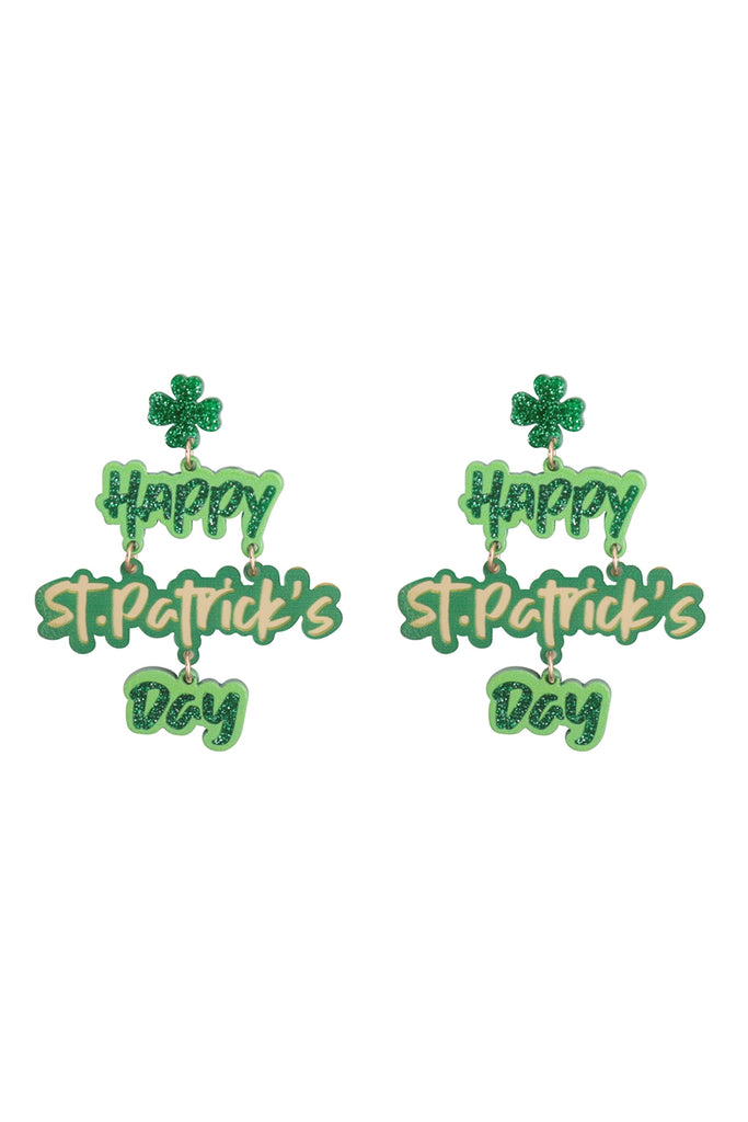 HAPPY ST.PATRICK'S DAY ACRYLIC DROP EARRINGS