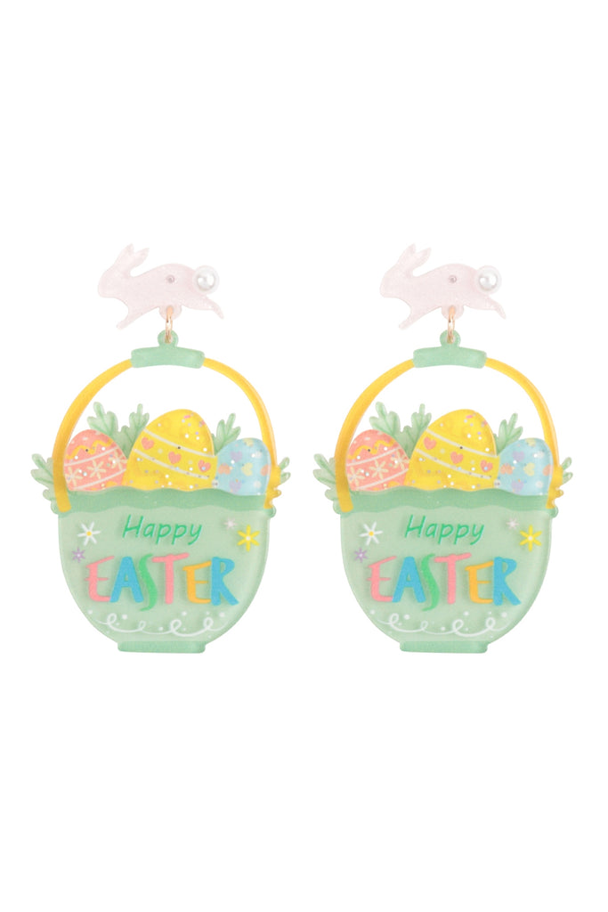 HAPPY EASTER EGG BASKET DROP EARRINGS