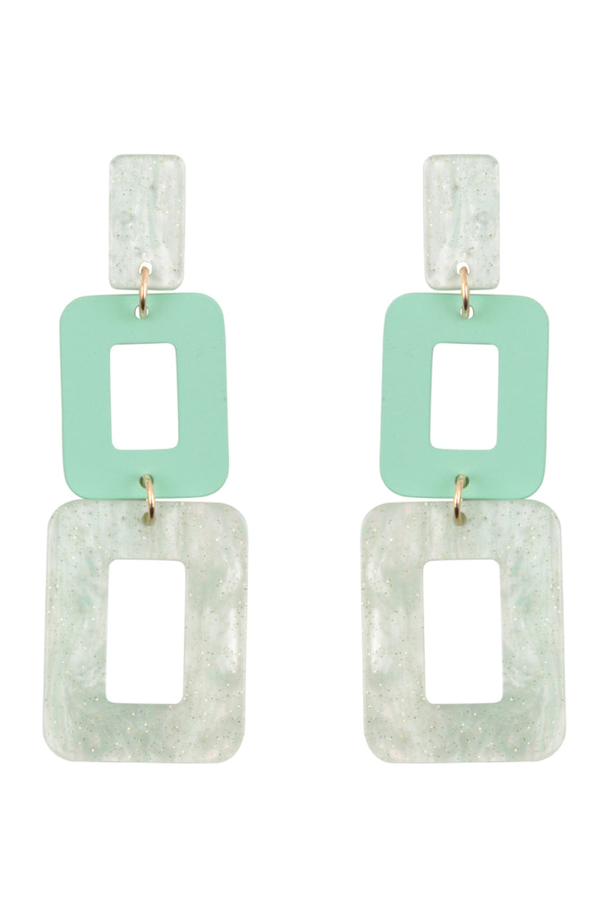 ME90799 - GLITTER SQUARE ACETATE DROP EARRINGS