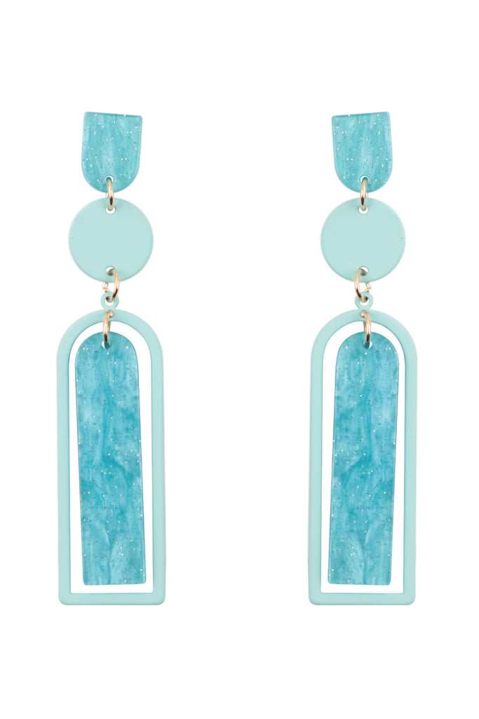 ME90800 - GLITTER ARCH BAR ACETATE DROP EARRINGS