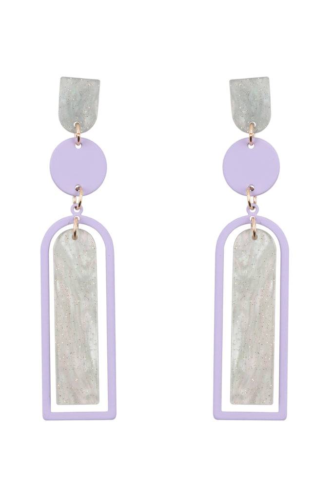 ME90800 - GLITTER ARCH BAR ACETATE DROP EARRINGS