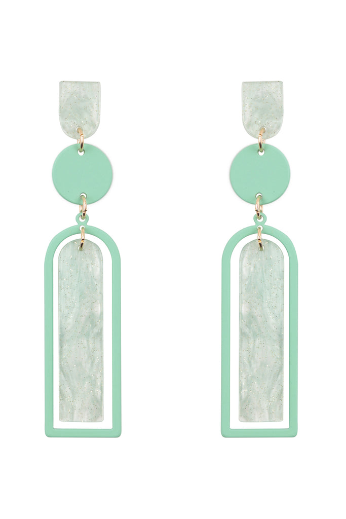 ME90800 - GLITTER ARCH BAR ACETATE DROP EARRINGS