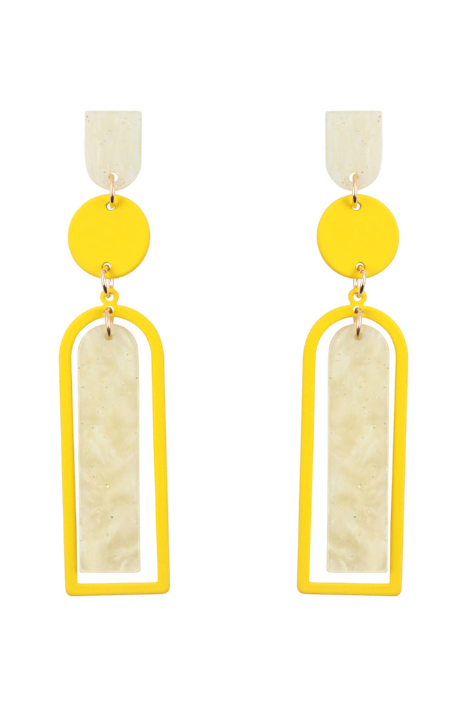 ME90800 - GLITTER ARCH BAR ACETATE DROP EARRINGS