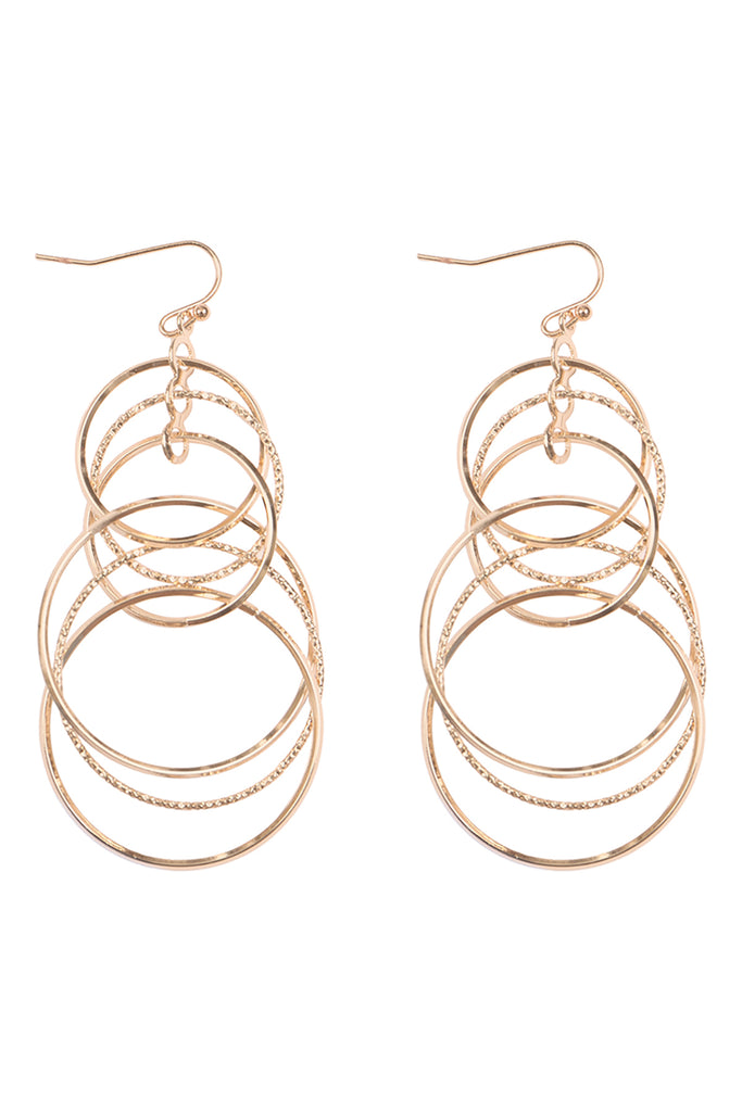 6 WIRE CIRCLES LAYERED EARRINGS