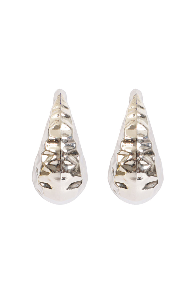 HAMMERED TEXTURE TEARDROP CCB EARRINGS