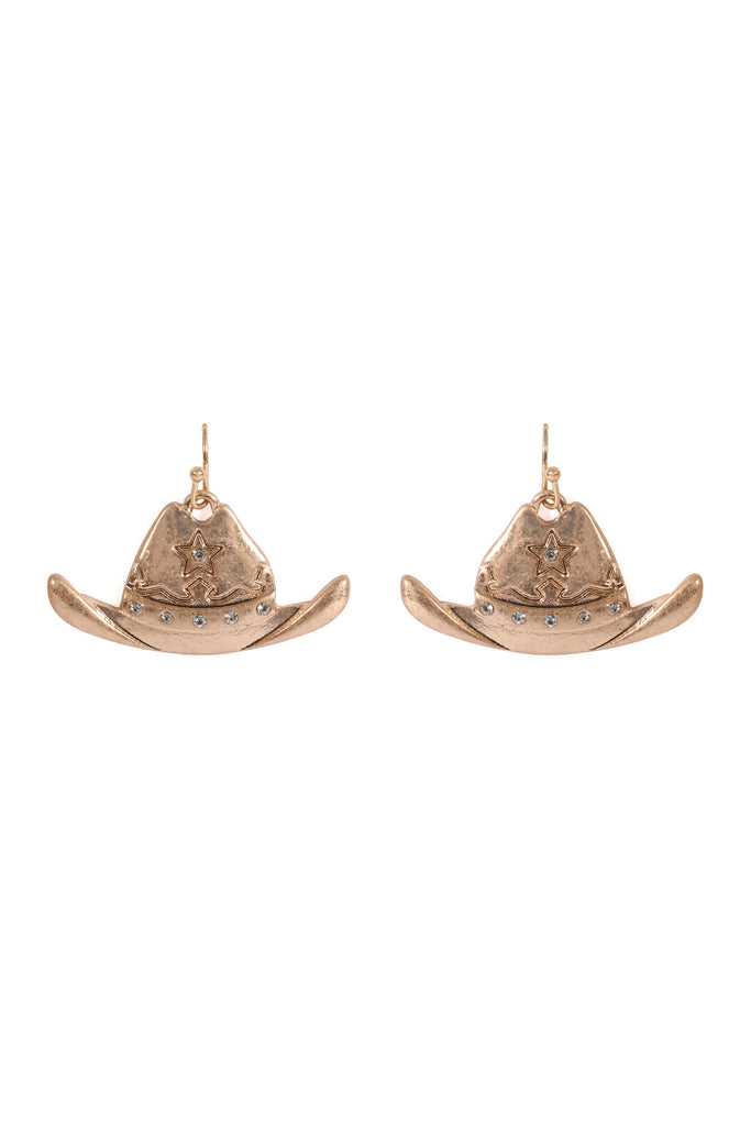 RODEO HAT WITH RHINESTONE HOOK EARRINGS