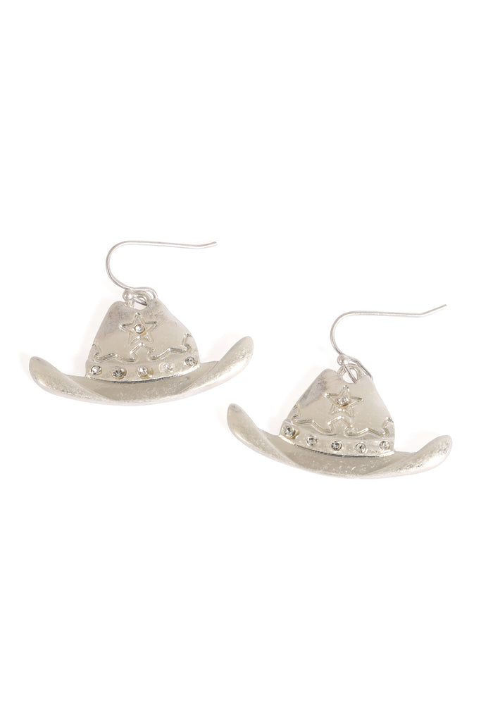 RODEO HAT WITH RHINESTONE HOOK EARRINGS