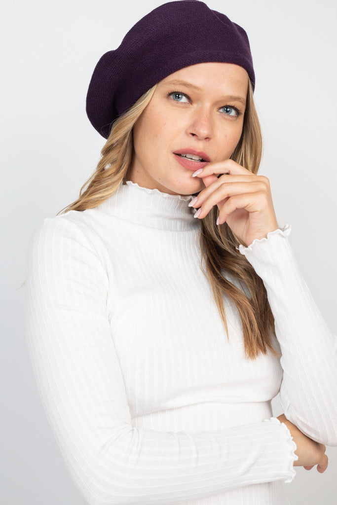 STRETCHY SOLID BERET ACRYLIC